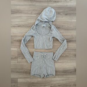 WISKII Gray Textured Sweater Set